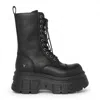 Windsorsmith Womens Black Mid-calf Biker Leather Platform Combat Boots - Screaming