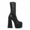 Windsorsmith Womens Black Mid-calf Sock Platform Goth Heel Boots - Saviour