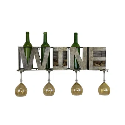Wine Bodies 3 Bottle Wall Mounted Wine Bottle And Glass Rack In Brown;silver;gold