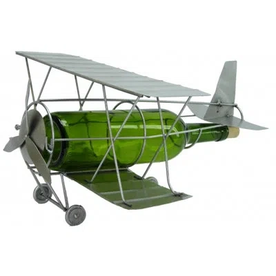 Wine Bodies Antique Plane 1 Bottle Tabletop Wine Bottle Rack In Silver