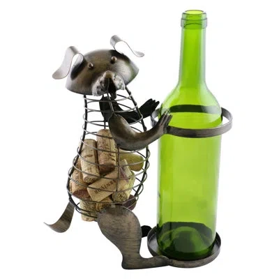 Wine Bodies Arlinda Dog Cork 1 Bottle Tabletop Wine Bottle Rack In Silver