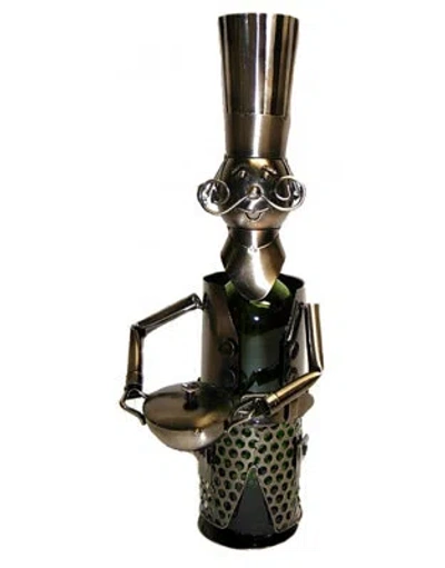 Wine Bodies Barney Chef With Pot 1 Bottle Tabletop Wine Bottle Rack In Silver