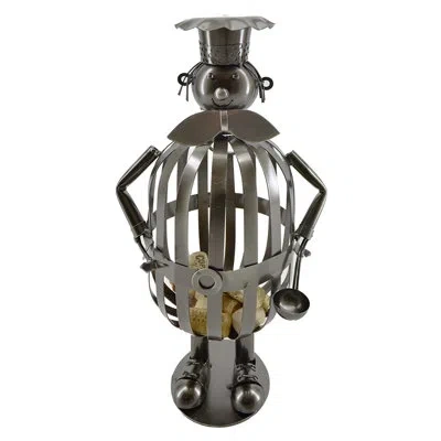 Wine Bodies Barney Happy Chubby Chef 1 Bottle Tabletop Wine Bottle Rack In Silver