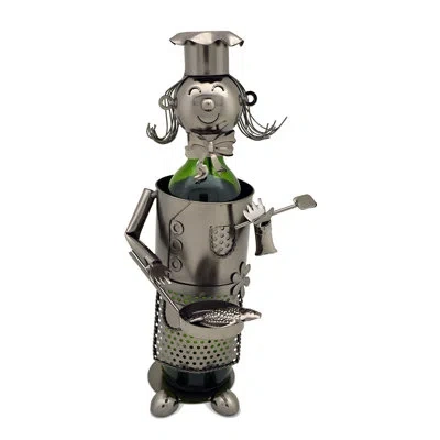 Wine Bodies Barney Lady Chefpan 1 Bottle Tabletop Wine Bottle Rack In Silver