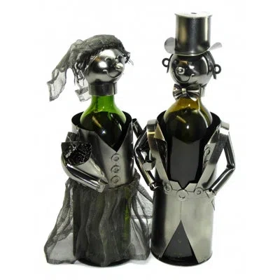 Wine Bodies Bride And Groom 2 Bottle Tabletop Wine Bottle Rack In Silver