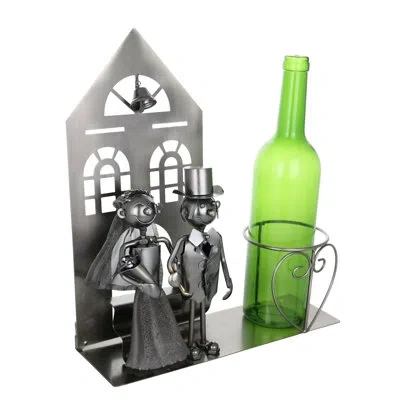 Wine Bodies Bride And Groom Marriage At Church 1 Bottle Tabletop Wine Bottle Rack In Silver