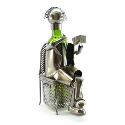 Wine Bodies Card Player 1 Bottle Tabletop Wine Bottle Rack In Silver