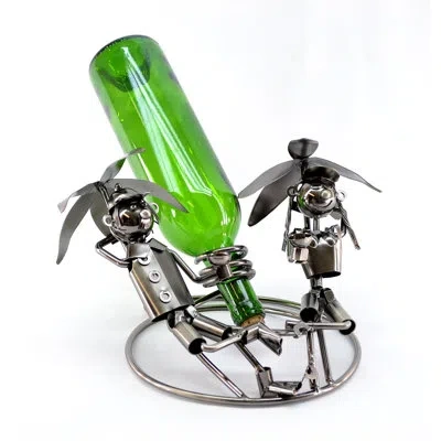 Wine Bodies Couple At Beach 1 Bottle Tabletop Wine Bottle Rack In Silver