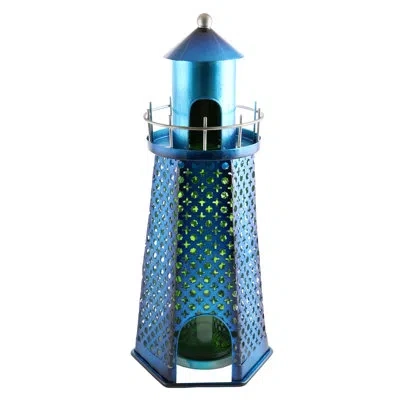 Wine Bodies Felecia Lighthouse 1 Bottle Tabletop Wine Bottle Rack In Blue