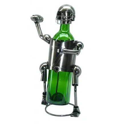 Wine Bodies Fraizer Football Player 1 Bottle Tabletop Wine Bottle Rack In Silver