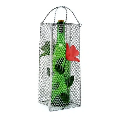 Wine Bodies Gift Bag, Flowers 1 Bottle Tabletop Wine Bottle Rack In Silver