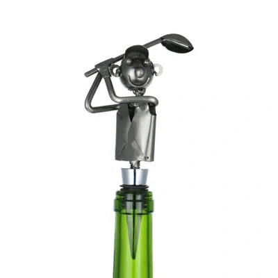 Wine Bodies Golfer Metal Wine Bottle Stopper In Gray