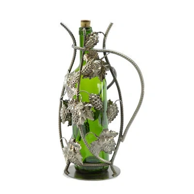 Wine Bodies Grape Vine Single Bottle Tabletop Wine Bottle Holder In Silver