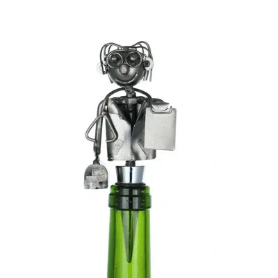 Wine Bodies Happy Doctor With Stethoscope Metal Wine Bottle Stopper In Silver