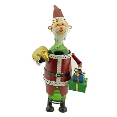 Wine Bodies Happy Santa With Sack And Gift Box 1 Bottle Tabletop Wine Bottle Rack In Red