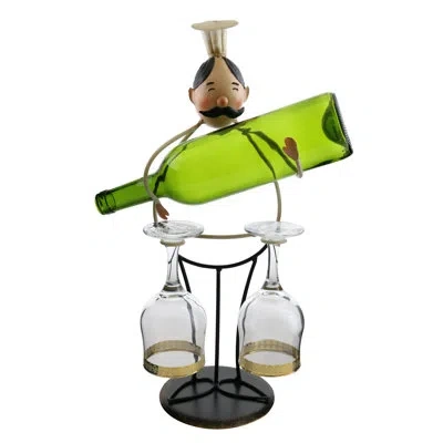 Wine Bodies Luann Happy Chefand 1 Bottle Tabletop Wine Bottle And Glass Rack In Black;brown