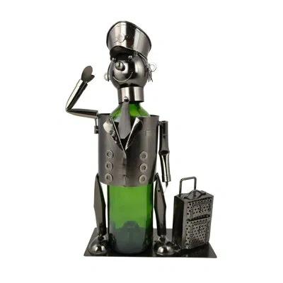 Wine Bodies Metal Wine Bottle Holder Airplane Pilot For Tabletop In Silver