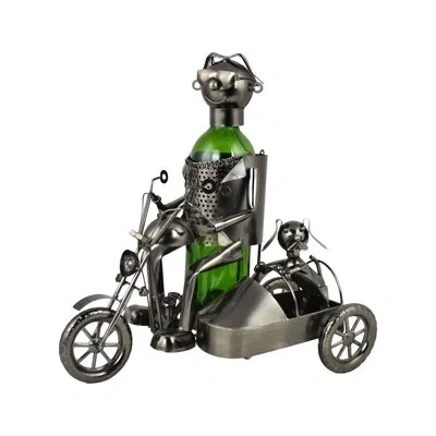 Wine Bodies Metal Wine Bottle Holder Motorcycle With Sidecar For Tabletop In Silver