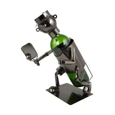 Wine Bodies Metal Wine Bottle Holder Pickleball Player For Tabletop In Silver