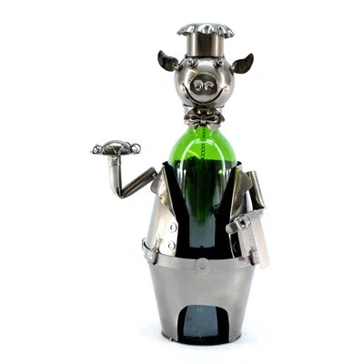 Wine Bodies Pig Waiter 1 Bottle Tabletop Wine Bottle Rack In Silver