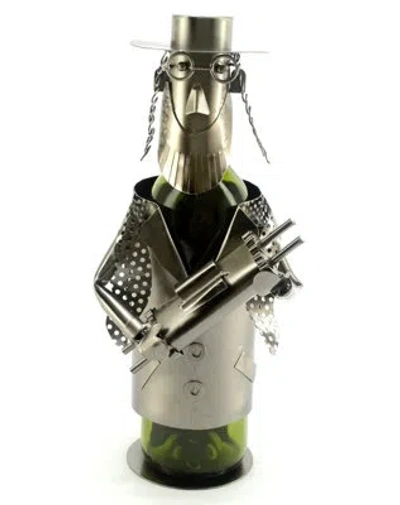 Wine Bodies Rabbi With Torah 1 Bottle Tabletop Wine Bottle Rack In Silver