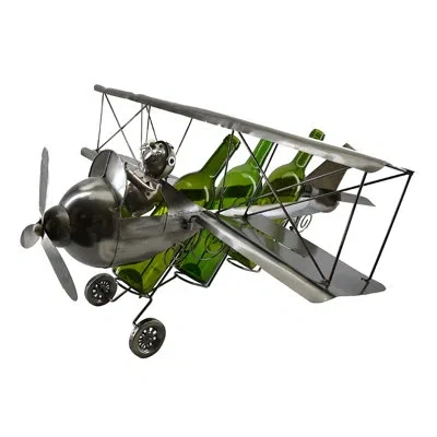 Wine Bodies Rachel Pilot On Bi-plane 3 Bottle Tabletop Wine Bottle Rack In Silver
