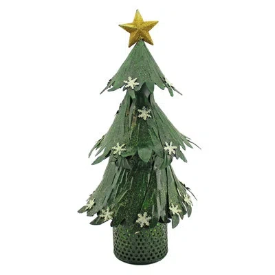 Wine Bodies Shimmering Christmas Tree With Star And Snowflakes 1 Bottle Tabletop Wine Holder