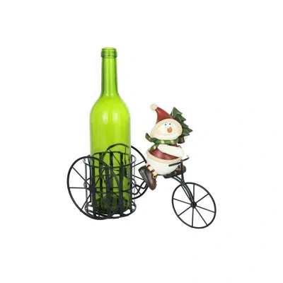 Wine Bodies Silly Snowman Riding Tricycle 1 Bottle Tabletop Wine Bottle Rack In Black;white
