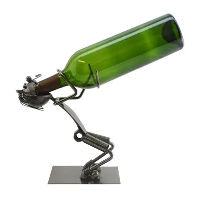 Wine Bodies Standing Drunk Man 1 Bottle Tabletop Wine Bottle Rack In Silver
