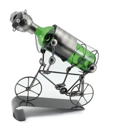 Wine Bodies Stefany Happy Bicycle Rider 1 Bottle Tabletop Wine Bottle Rack In Silver