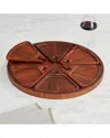 Wine Enthusiast 7pc Serving Board & Cocktail Appetizer Plates With Wine Glass  Holders Set In Brown