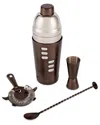 Wine Enthusiast Dial-a-recipe Cocktail Shaker & Bar Tools Set In Brown
