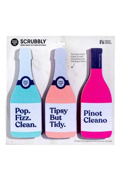 Wine Wash Co. 3-piece Scubbly Kitchen Sponge Set In Multi