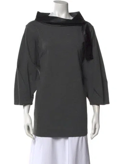 Pre-owned Wingate Cowl Neck Three-quarter Sleeve Sweatshirt In Gray