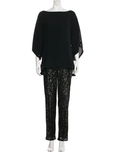 Pre-owned Wingate Sequin Embellishments Pantsuit In Black