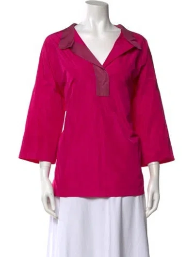 Pre-owned Wingate Three-quarter Sleeve Blouse In Pink