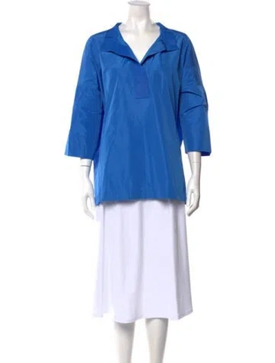 Pre-owned Wingate V-neck Three-quarter Sleeve Polo In Blue