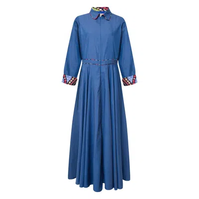 Winifred Mills Women's Blue Salma Maxi Shirt Dress - Denim