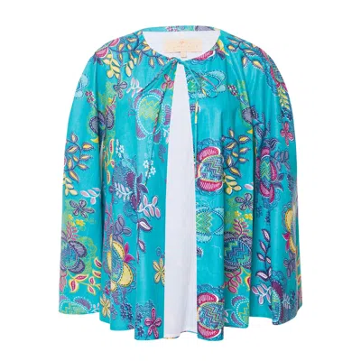 Winifred Mills Women's Frimpy Cape - Floral In Blue