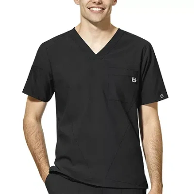 Wink Mens Big V Neck Short Sleeve Moisture Wicking Wrinkle Resistant Quick Dry Scrub Top In Black