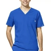 Wink Mens Big V Neck Short Sleeve Moisture Wicking Wrinkle Resistant Quick Dry Scrub Top In Blue
