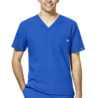 Wink Mens Big V Neck Short Sleeve Moisture Wicking Wrinkle Resistant Quick Dry Scrub Top In Blue