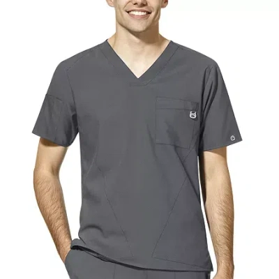Wink Mens Big V Neck Short Sleeve Moisture Wicking Wrinkle Resistant Quick Dry Scrub Top In Gray
