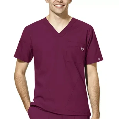 Wink Mens Big V Neck Short Sleeve Moisture Wicking Wrinkle Resistant Quick Dry Scrub Top In Red