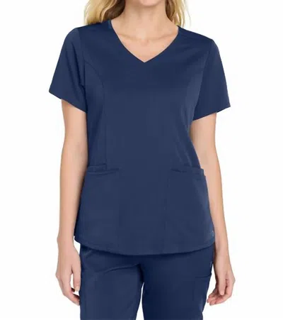 Wink Premiere Flex Mock Wrap Top In Navy In Blue