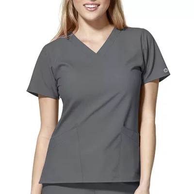 Wink W123 Basic Womens V Neck Short Sleeve Moisture Wicking Wrinkle Resistant Quick Dry Scrub Top In Gray
