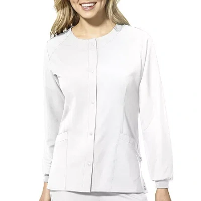 Wink W123 Crew Neck Warm Up Womens Plus Moisture Wicking Wrinkle Resistant Quick Dry Scrub Jackets In White
