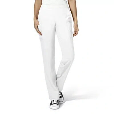 Wink W123 Flat Front Cargo Pocket Womens Petite Moisture Wicking Wrinkle Resistant Quick Dry Scrub Pant In White