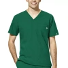 Wink W123 Mens V Neck Short Sleeve Moisture Wicking Wrinkle Resistant Quick Dry Scrub Top In Green