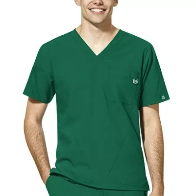 Wink W123 Mens V Neck Short Sleeve Moisture Wicking Wrinkle Resistant Quick Dry Scrub Top In Green